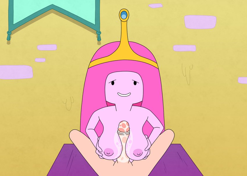 1boy 1girls 2020 adventure_time against_table areolae bigger_female breasts cartoon_network crown duo finn_the_human grabbing_own_breast imminent_cumshot indoors k._(artist) long_hair long_penis male nipples nude nude_female nude_male paizuri penis pov princess_bubblegum rubbing_penis tagme_(artist) teeth_showing wet_penis