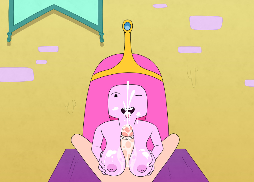 1boy 1girls 2020 adventure_time against_table areolae bigger_female breasts cartoon_network crown cum cum_between_breasts cum_on_breasts cum_on_face cum_on_tongue duo ejaculation ejaculation_between_breasts facial finn_the_human grabbing_own_penis indoors k._(artist) long_hair long_penis male nipples nude nude_female nude_male one_eye_closed paizuri penis pov princess_bubblegum rubbing_penis tagme_(artist) tongue_out wet_penis