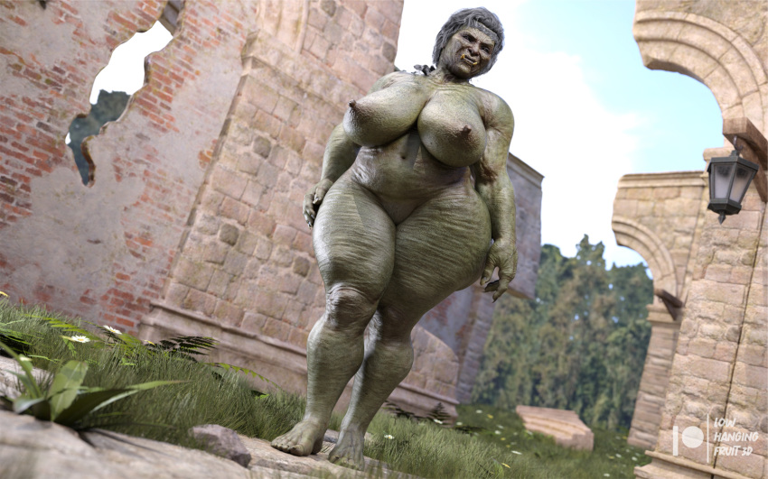 3d 3d_(artwork) belly big_breasts big_nipples breasts chubby chubby_female daz3d daz_3d daz_studio feet female green_skin hand_on_hip large_breasts lowhangingfruit3d_(artist) mature_female nipples nude old older_female orc orc_female pinup pointy_ears pubes pubic_hair pussy thick_ass thick_thighs toe_claws watermark