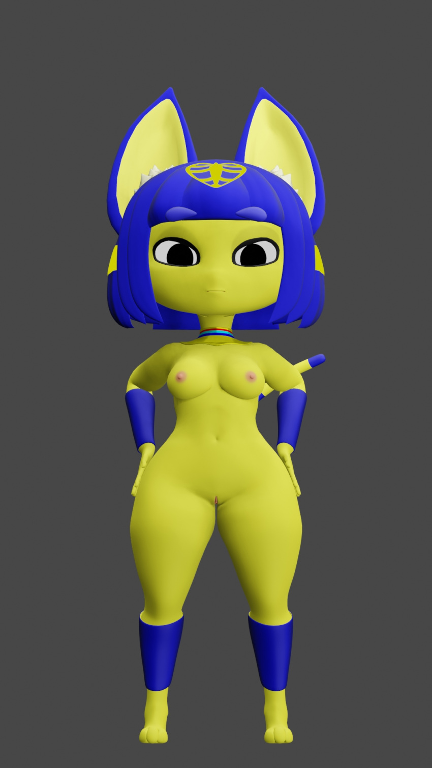 1girls 3d animal_crossing ankha ankha_(animal_crossing) anthro anthro_only cat_ears catgirl furry nude nude_female ssnomaly