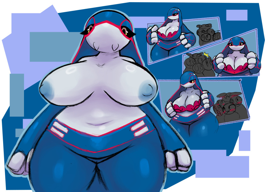 anthro artesjsc big_breasts black_sclera blue_body blue_nipples breasts female game_freak kyogre pokémon_(species) pokemon pokemon_(species) tagme