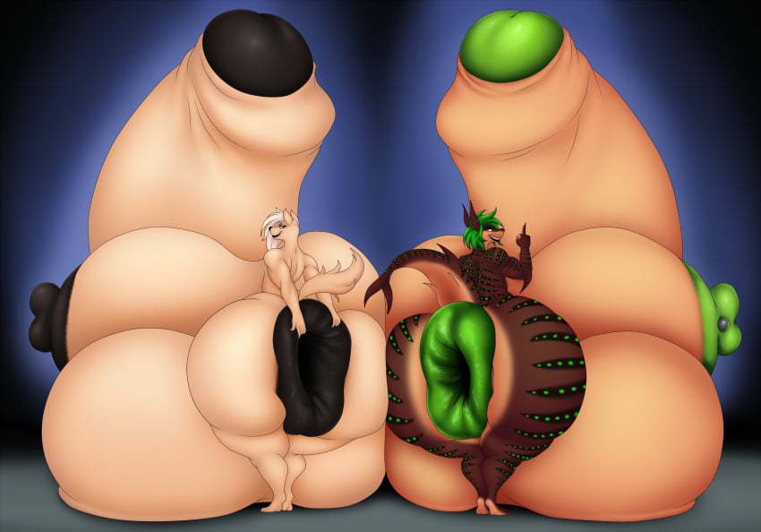 absurd_res aella_(nanobite) anthro anus ass balls big_balls big_breasts big_butt big_penis breasts brown_body brown_skin brown_stripes claws countershading domestic_ferret duo fin fish genitals gesture green_eyes green_hair green_nipples green_spots gynomorph hair hi_res holding_anus huge_balls huge_breasts huge_butt huge_cock hyper hyper_anus hyper_balls hyper_breasts hyper_butt hyper_genitalia hyper_nipples hyper_penis intersex looking_at_viewer looking_back looking_back_at_viewer mammal marine middle_finger mustelid musteline nightmare-arts nipple_piercing nipples non-mammal_breasts non-mammal_nipples penis piercing puffy_anus puffy_nipples shark shark_tail shark_teeth spots stripes tail tail_fin tan_body true_musteline weasel