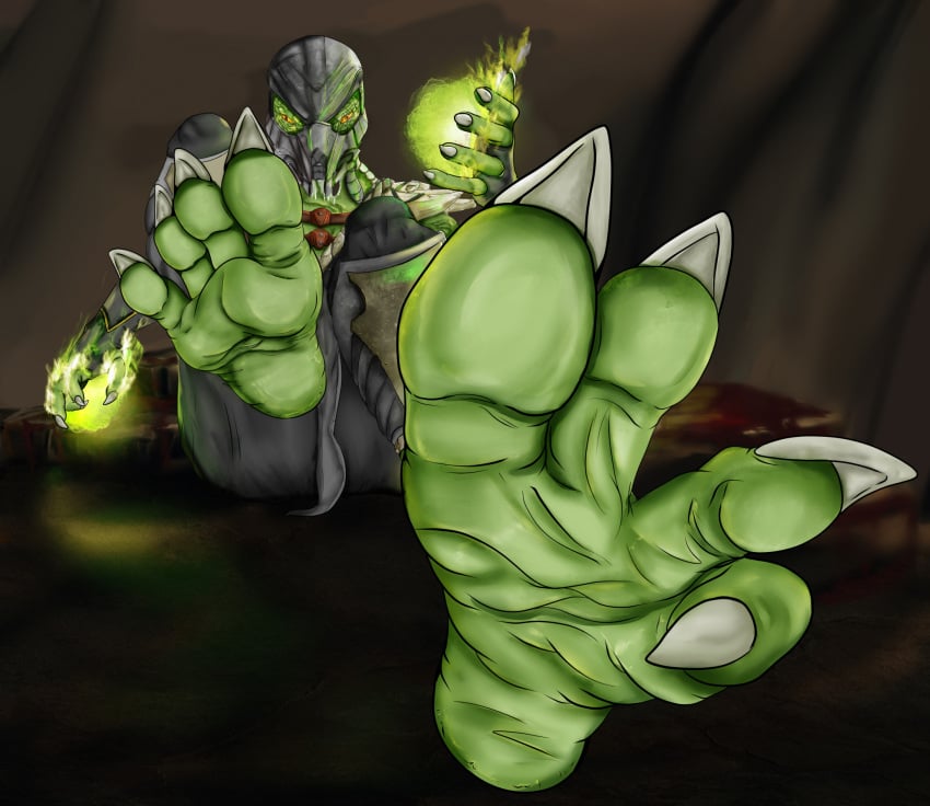 1boy barefoot claws feet foot_fetish male male_only mortal_kombat reptile reptile_(mortal_kombat) reptile_humanoid robinthefox soles solo toe_claws toes