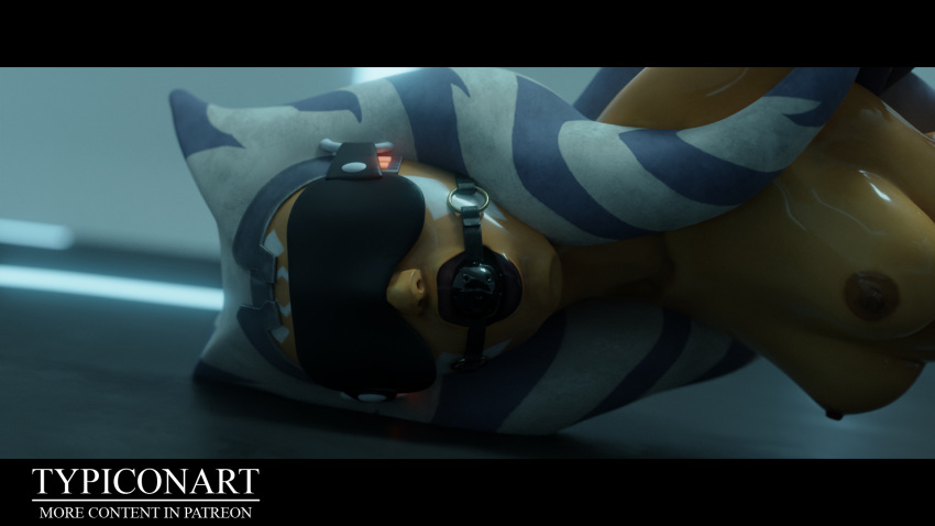 1girls 3d 3d_(artwork) ahsoka_tano airress3d_(3d-modeller) angry angry_face ball_gag blender blender_(software) blender_cycles blindfold cell female female_only floor gag naked naked_female nipples prison prisoner restrained slave slave_ahsoka slavegirl solo star_wars the_clone_wars:_season_seven togruta torture typiconart