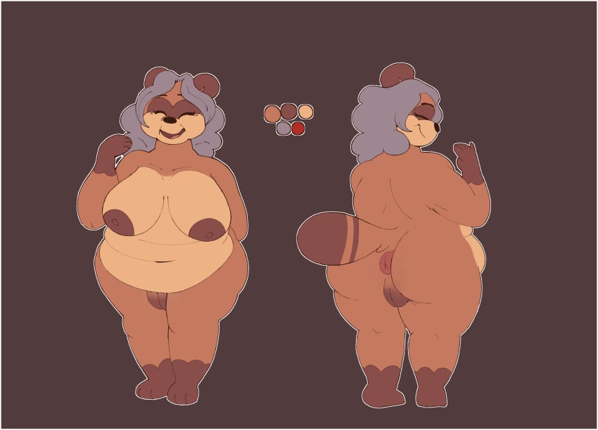 2023 anthro anus areola ass balls belly big_areola big_balls big_belly big_breasts big_butt biped breasts brown_body brown_fur brown_nose brown_skin canid canine chubby_anthro chubby_belly chubby_female closed_eyes color_swatch colored digital_drawing_(artwork) digital_media_(artwork) elderly_anthro elderly_female eyelashes facial_markings female flat_colors fur genitals grannybase grey_hair hair hands_behind_back happy head_markings hi_res huge_balls huge_hips huge_thighs hyper hyper_balls hyper_genitalia japanese junko_gamou_(grannybase) looking_at_viewer looking_back malafox mammal markings mask_(marking) model_sheet multicolored_body multicolored_fur multicolored_skin multicolored_tail navel nipples nude old open_mouth overweight overweight_anthro overweight_female plump_labia puffy_anus pussy raccoon_dog saggy_pussy shaved_pussy simple_background smile solo standing tail tanuki thick_thighs wide_hips