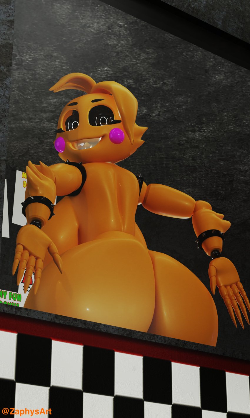 3d ass_focus ass_on_glass blender blender_cycles bubble_butt five_nights_at_freddy's furry heartbreak_chica_(geodat64) huge_ass toy_chica_(fnaf) zaphysart