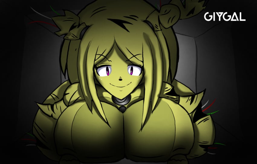 1girls bunny_ears female female_only five_nights_at_freddy's five_nights_in_anime fnia giygal green_skin humanoid looking_at_viewer nude purple_eyes rabbit rule_63 smile smiling solo springtrap springtrap_(fnaf) springtrap_(fnia) yellow_hair