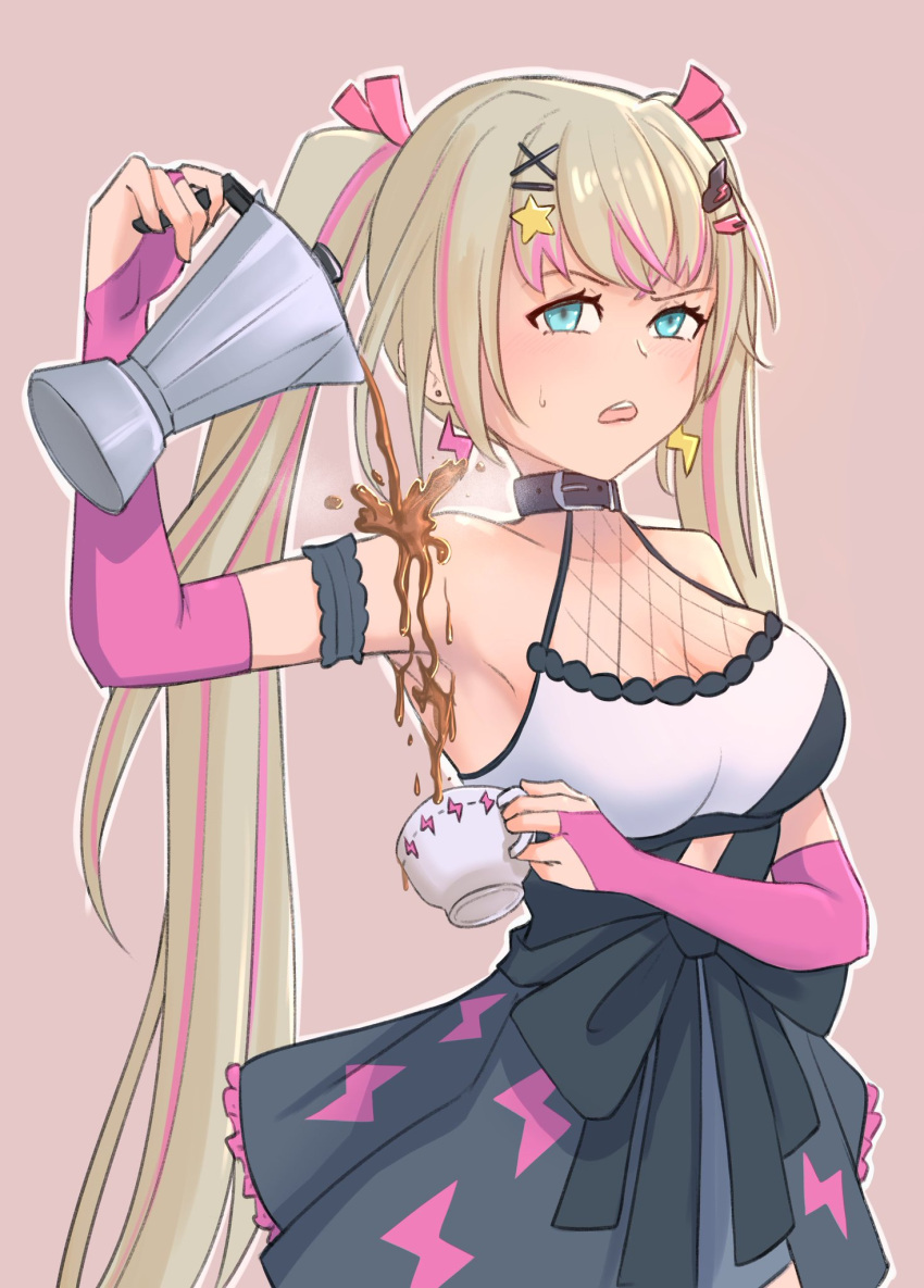 1girls blue_eyes clothed clothing coffee coffee_cup coffee_maker_(object) cup degenren female female_only light-skinned_female light_skin phase_connect phase_origins pouring pouring_coffee pouring_on_self rinkou_ashelia solo textless virtual_youtuber