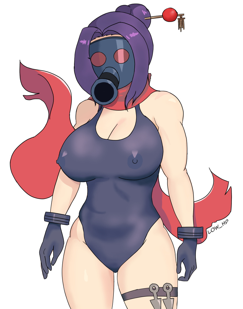 1girls 2023 asian asian_female big_ass big_breasts bikini black_bikini black_gloves black_swimsuit female female_focus female_only gas_mask japanese japanese_hairstyle kunai long_hair lowhp metal_slug metal_slug_attack ninja nipples nipples_visible_through_clothing purple_hair simple_background snk swimsuit thick_thighs thighs white_background yoshino_(metal_slug)