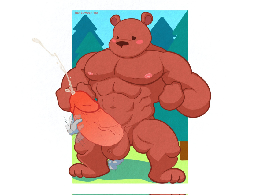 2023 abs anthro bear bent_legs big_penis blush bodily_fluids cum cumshot digital_drawing_(artwork) digital_media_(artwork) disembodied_hand dripping ejaculation erection flexing flexing_both_biceps flexing_muscles forest forest_background genital_fluids genitals half-closed_eyes hands_clenched hi_res huge_cock hyper hyper_genitalia hyper_penis leaking_precum looking_pleasured male male_only mammal masturbation motion_lines movement muscular muscular_male narrowed_eyes nature nature_background nipples notedwolf one_eye_closed orgasm orgasm_face owo penis pinup plant pose precum pubes shaded simple_background simple_coloring simple_face simple_shading solo spread_legs spreading textured tree ursine uwu vein veiny_penis