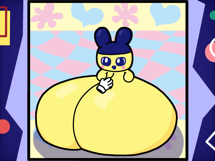 1girls bunny disembodied_hand featureless_breasts ggil gigantic_breasts happy huge_breasts mametchi massive_breasts rule_63 smile tamagotchi too_big_to_move what yellow_body