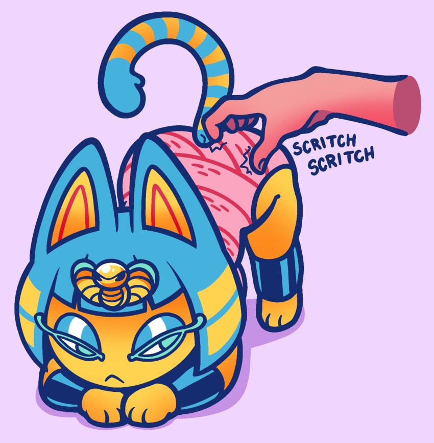 animal_crossing ankha ankha_(animal_crossing) chocovania_(artist) elevator_butt feline furry nintendo scritching