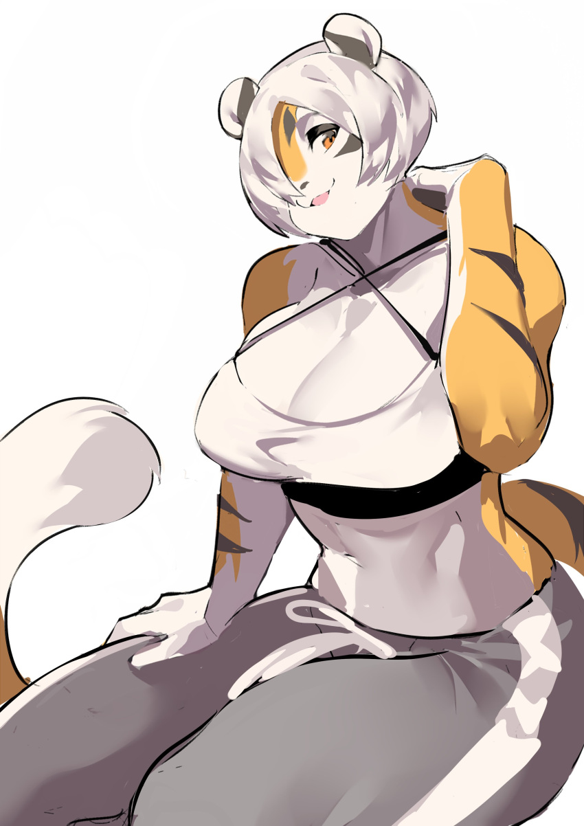 1girls amber_eyes anthro arknights aspirindabaitu big_breasts breasts female mx99926 solo solo_female thick_thighs tiger tiger_girl waai_fu_(arknights) wide_hips