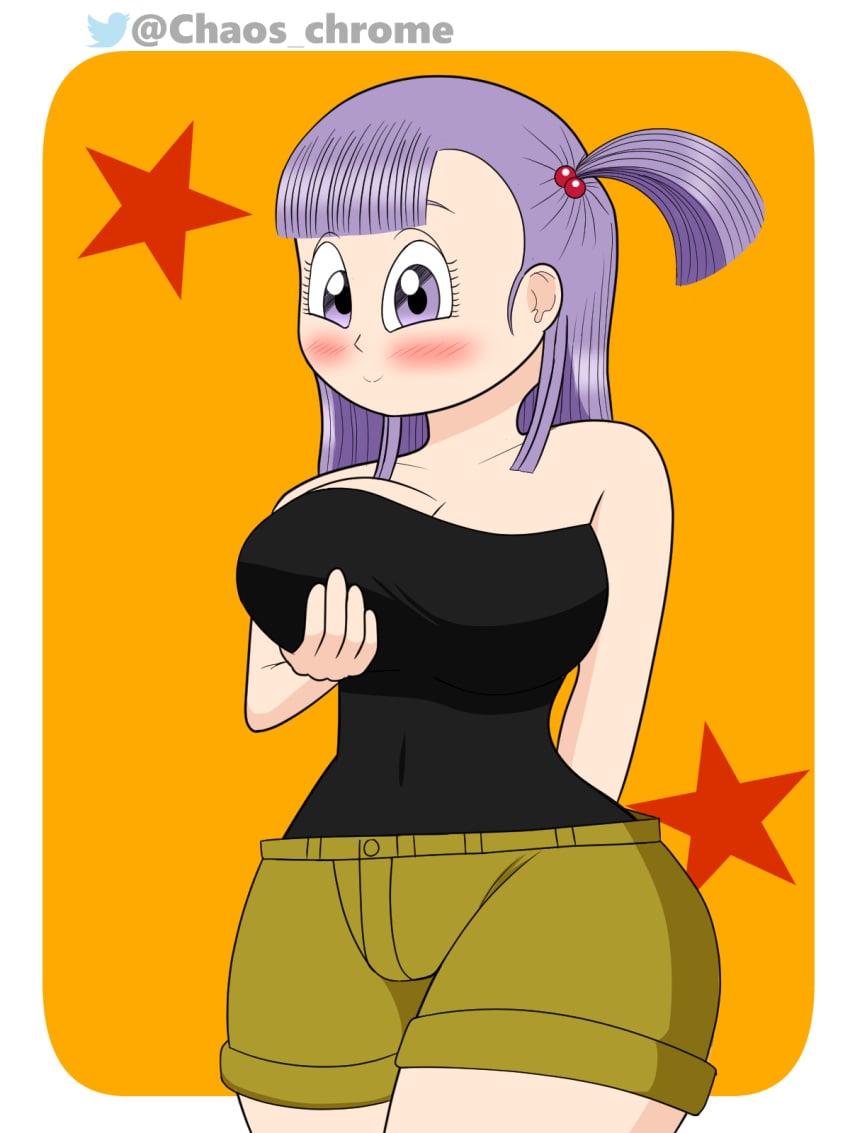 1girls big_breasts bulma bulma_(dragon_ball) bulma_briefs chaoschrome dragon_ball dragon_ball_(classic) dragon_ball_super dragon_ball_z grabbing_own_breast purple_eyes purple_hair teenager wide_hips