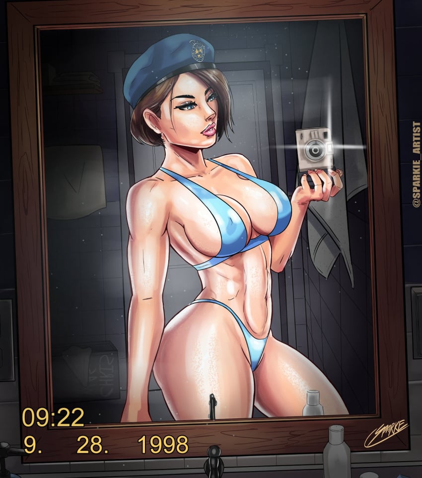 athletic athletic_female busty capcom female female_focus female_only hourglass_figure jill_valentine pinup pinup_pose resident_evil selfie sparkietheartist tagme wide_hips