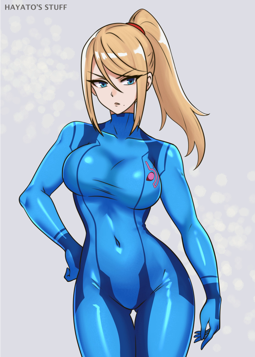 blonde_hair breasts female female_only hayato_stuff metroid nintendo samus_aran solo tagme zero_suit zero_suit_samus