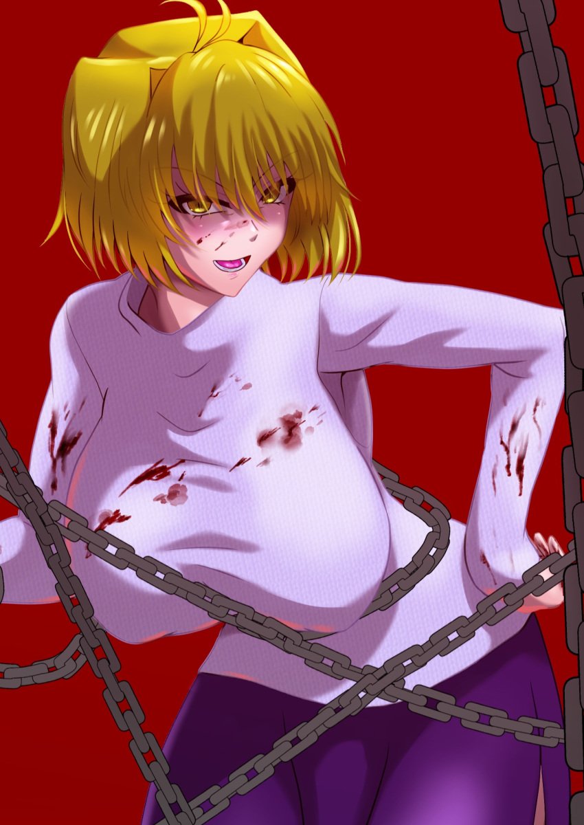 alternate_breast_size alternate_version_available arcueid_brunestud background big_breasts blood blood_on_breasts breasts breasts_bigger_than_head chains clothed color colored flaunting gg2sol grin hands_on_hips huge_breasts leaning_forward melty_blood presenting_breasts princess purple_skirt short_hair showing_breasts smile smirk smug sweater taunting thick_thighs top_heavy tsukihime vampire vampire_girl yellow_eyes