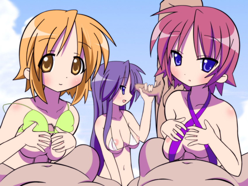 censored female highres hiiragi_inori hiiragi_matsuri hiiragi_miki human lucky_star male nude poltesimo straight undressing