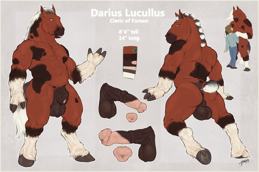 2024 3:2 3_fingers animal_genitalia animal_penis anthro anus ass backsack balls biped colored darius_lucullus_(theunscforces) duo equid equine equine_genitalia equine_penis erection fingers flaccid genitals hooved_fingers hooves horse human larger_anthro larger_male male mammal mane model_sheet muscular muscular_anthro muscular_male nude penis simple_background size_difference smaller_human smaller_male trogan white_mane