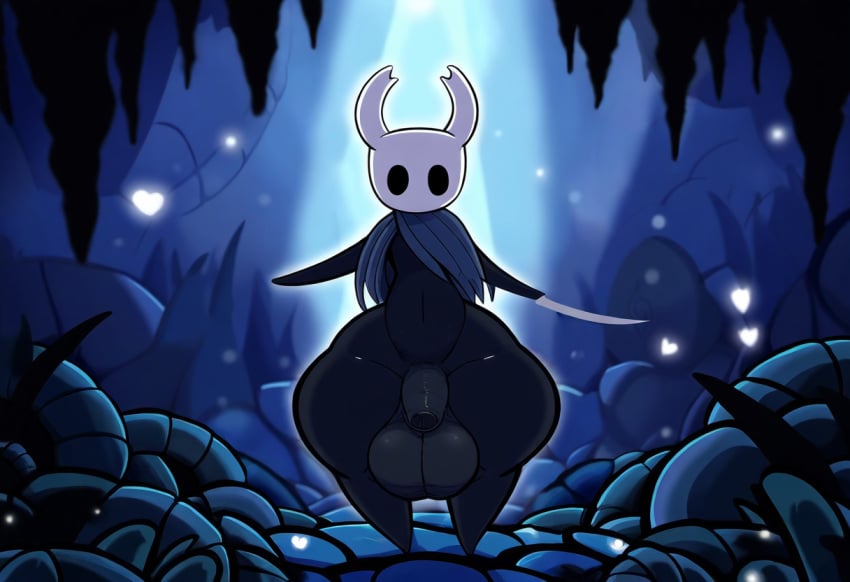 absurd_res ai_generated anthro arthropod balls big_balls big_penis clothing fecharis feral foreskin genitals heart hellsonger hellsonger_hollow_knight_ai_art hi_res hollow_knight huge_balls huge_cock humanoid_genitalia humanoid_penis hyper insects looking_at_viewer male penis protagonist_(hollow_knight) solo team_cherry thick_thighs vessel_(species)