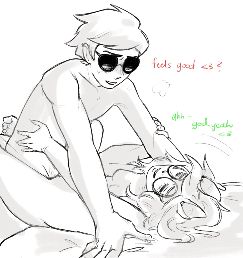 blonde_hair dave_strider dog_ears dog_girl female glasses homestuck jade_harley jadedavekarkat male sex sunglasses