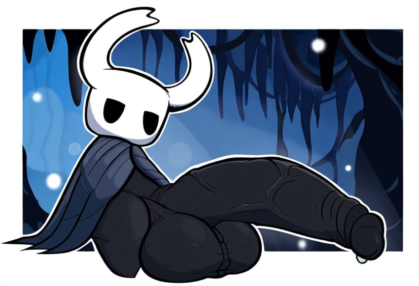 absurd_res ai_generated anthro arthropod balls big_balls big_penis clothing erection fecharis foreskin genitals glans hellsonger hellsonger_hollow_knight_ai_art hi_res hollow_knight horn huge_balls huge_cock humanoid_genitalia humanoid_penis hyper hyper_genitalia hyper_penis insects long_penis looking_at_viewer male penis protagonist_(hollow_knight) retracted_foreskin small_but_hung solo team_cherry thick_penis vein veiny_penis vessel_(species)