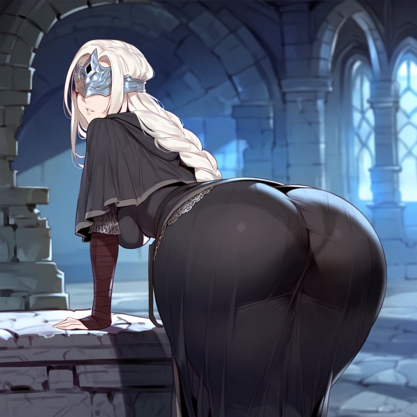 1girls ai_generated artstyle_imitation ass blonde_hair breasts dark_souls dark_souls_3 dat_ass female fire_keeper floox fromsoftware hi_res high_resolution hips huge_ass huge_breasts light-skinned_female light_skin long_hair mask naughty_face stable_diffusion thiccwithaq_(ai_style) thick_thighs thighs wide_hips