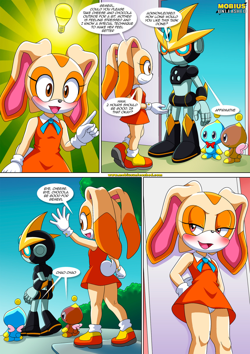 anthro bbmbbf chao_(sonic) cheese_the_chao chocola_the_chao comic cream_the_rabbit gemerl horny_female mobius_unleashed palcomix sega sonic_(series) sonic_advance_3 sonic_the_hedgehog_(series) the_mayhem_of_the_kinky_virus_3_(comic)