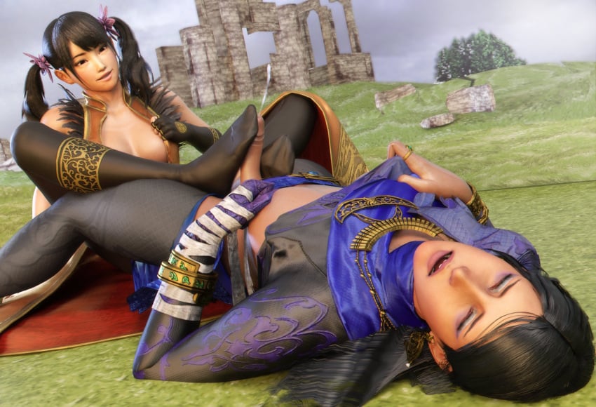 1futa 1girls 3d closed_eyes cum dawadd ejaculation erection feet femdom foot_fetish footjob futa_on_female futanari ling_xiaoyu open_mouth penis tekken tekken_7 zafina_(tekken)