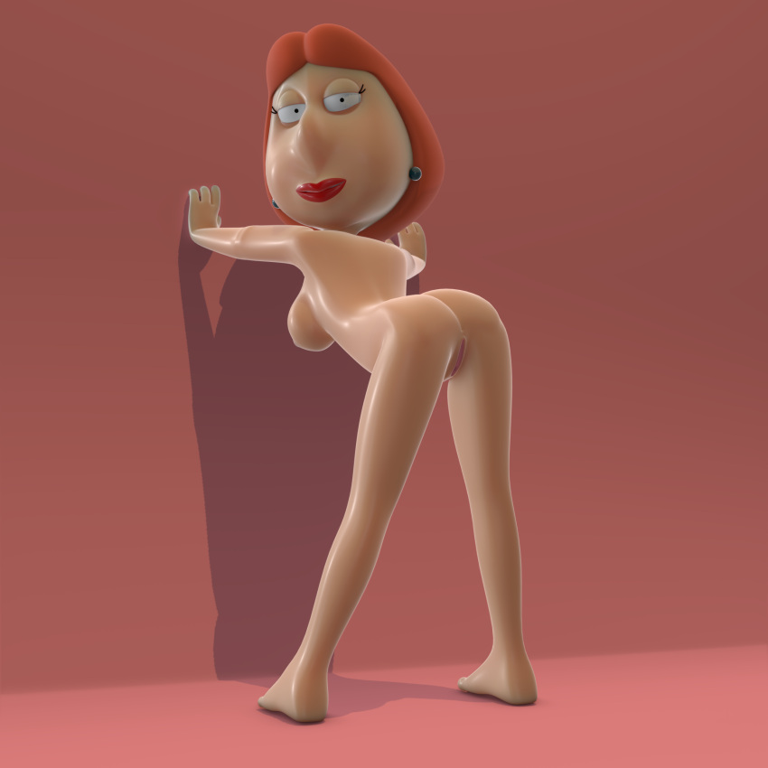 1girls 3d blender_(software) chesty_larue family_guy female female_only huge_ass huge_breasts lois_griffin looking_at_viewer milf nude pussy seductive_look solo