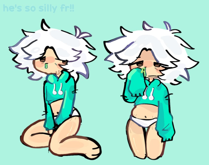 hoodie_lift humanized inanimate_insanity messy_hair object_shows panties puttyzzcrewdriver silly sitting slightly_chubby snot_drip stretch_marks tissues_(ii)