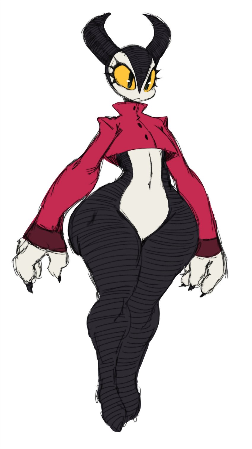 anthro ava_(sssonic2) big_ass bottomless demon female flat_chest horns pear-shaped_figure pear_shaped pear_shaped_female sssonic2 thick_thighs wide_hips