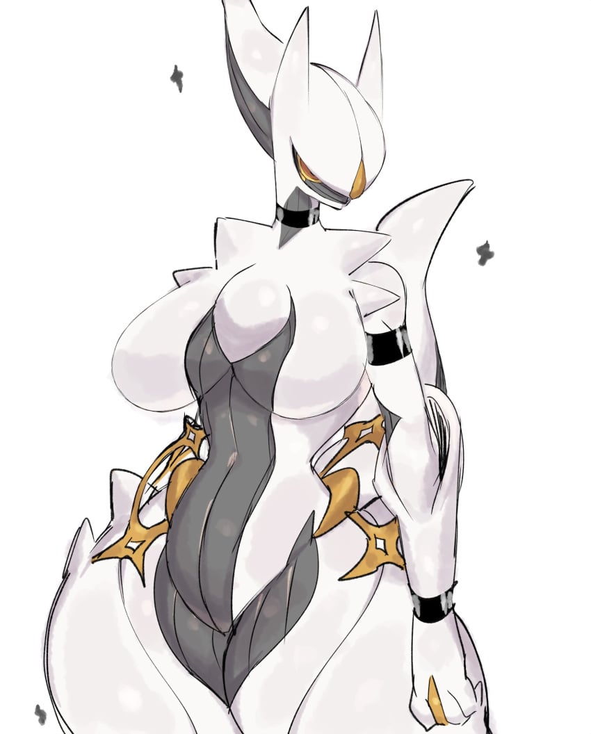 anthro arceus big_breasts breasts featureless_breasts featureless_crotch female huge_thighs legendary_pokemon mythical_pokemon nintendo pokemon pokemon_(species) thick_thighs usa37107692 video_games wide_hips