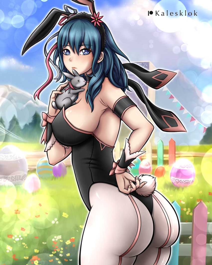 alternate_costume ass breasts bunny_ears bunny_girl bunnysuit byleth_(fire_emblem) byleth_(fire_emblem)_(female) female female_only fire_emblem fire_emblem:_three_houses kalesklok nintendo solo