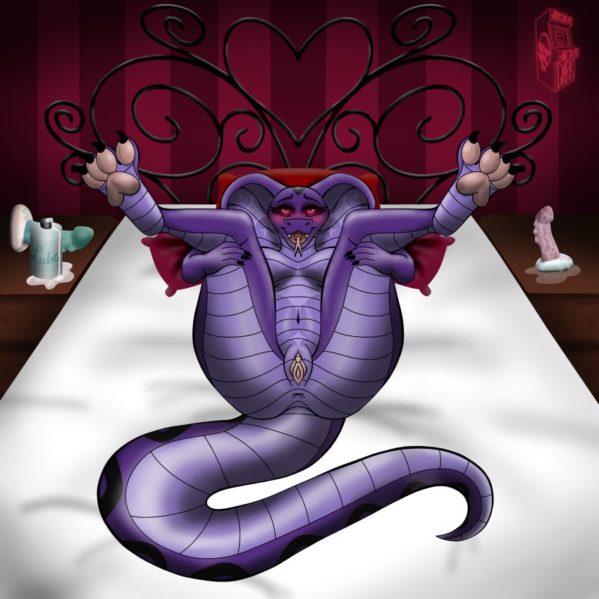 <3_eyes 1:1 2023 absurd_res anthro arcadeafterdark ass big_breasts big_tail black_markings blush breasts claws cobra colored digital_media_(artwork) elapid_(snake) feet female fingers forked_tongue genitals heart hi_res hindpaw king_cobra looking_at_viewer markings non-mammal_breasts noodle_(aad) nude open_mouth paws presenting presenting_pussy purple_body pussy red_eyes reptile scalie sea_snake serpentine simple_background smile snake snake_hood solo star_(marking) tail teeth thick_thighs tongue tongue_out