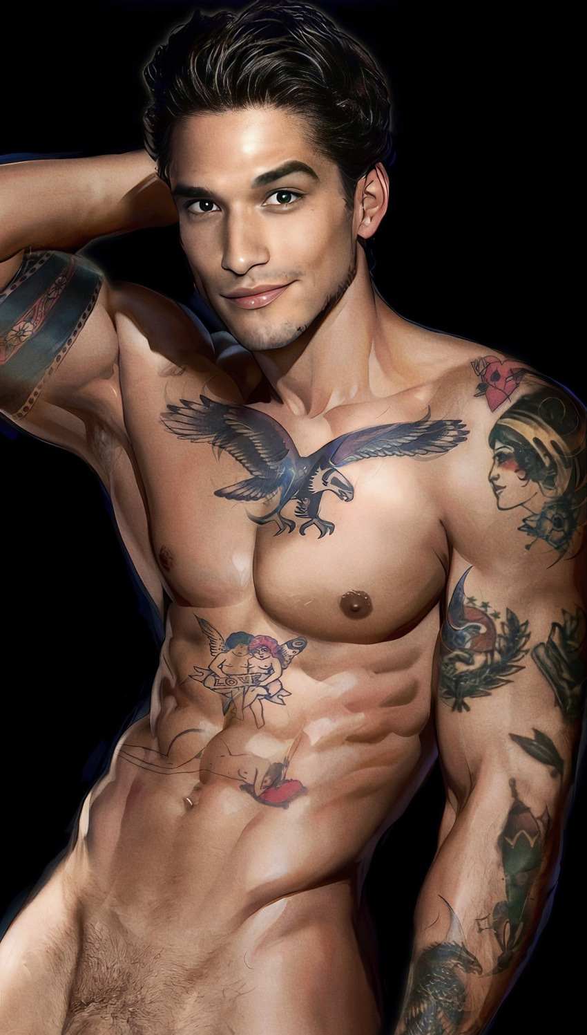 31fr0sty abs actor ai_generated biceps biracial biracial_male celebrity hispanic hispanic_male latino looking_at_viewer male male_only muscles muscular muscular_male onlyfans_model pecs penis_peek real_person smooth_chest smooth_skin tattoos tyler_posey