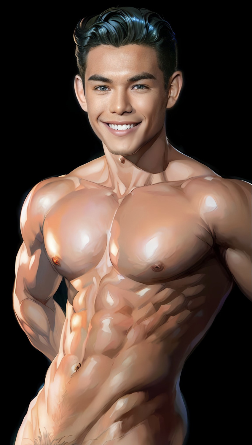 31fr0sty abs actor ai_generated asian asian_male biceps biracial biracial_male celebrity east_asian east_asian_male male male_only muscles muscular muscular_male pecs real_person ryan_potter smiling_at_viewer smooth_chest smooth_skin