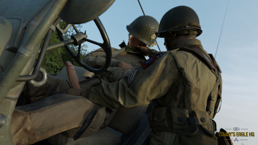 2boys airborne handjob helmet jeep male_only paratrooper self_upload sleeping sleeping_sex soldier soldiers tommys_eagle_hq uniform world_war_2