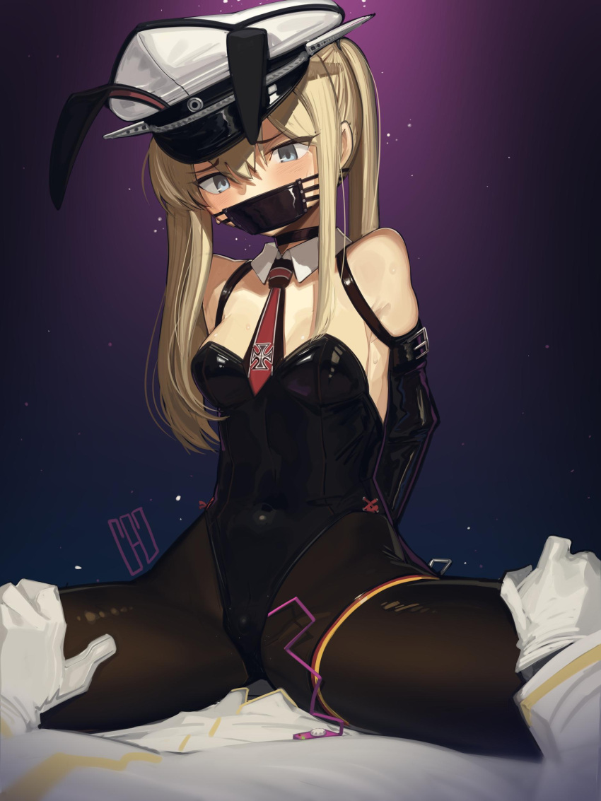 1girls bondage bound bunnysuit cad_(caddo) gag gagged graf_zeppelin_(kantai_collection) kaddo kantai_collection twintails