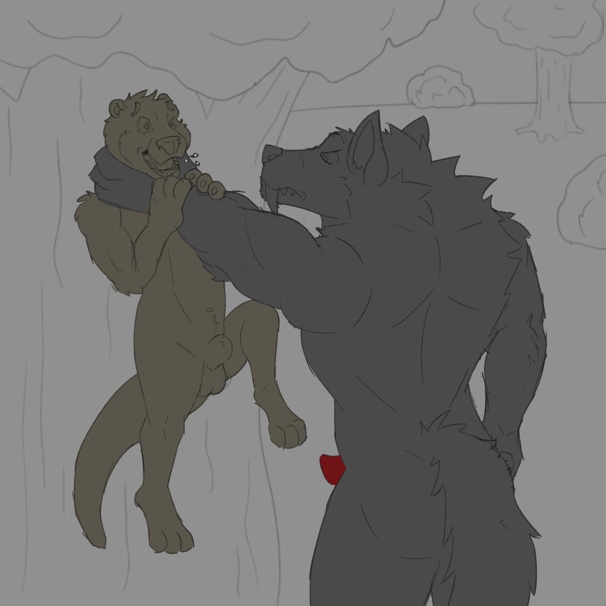 absurd_res asphyxiation canid canine choked choking forced grabbed hi_res male male/male mammal mustelid nude otter were werecanid werecanine werewolf