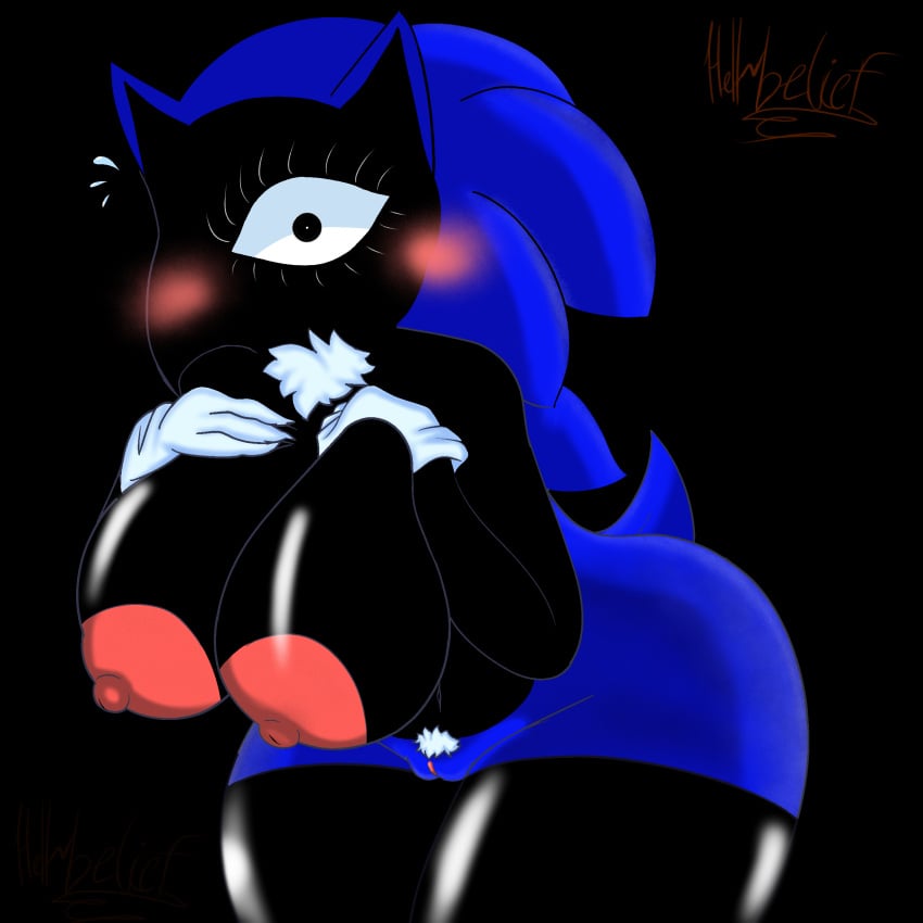 animal_ears anthro big_breasts black_skin blue_fur blush cyclops cyclops.iso friday_night_funkin friday_night_funkin_mod fur_on_chest gloves hairy_pussy hedgehog hellbelief nipples nude one_eye pussy rule_63 simple_background solo sonic.exe sonic.exe_(series) speed.gif spines surprised surprised_expression sweatdrops tail thick_thighs