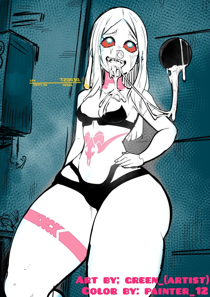 bottom_heavy colored cum cum_in_mouth cyberpunk:_edgerunners cyberpunk_2077 glory_hole green_(artist) green_hair long_hair painter_12 rebecca_(edgerunners) thick_thighs wide_hips wide_thighs work_in_progress