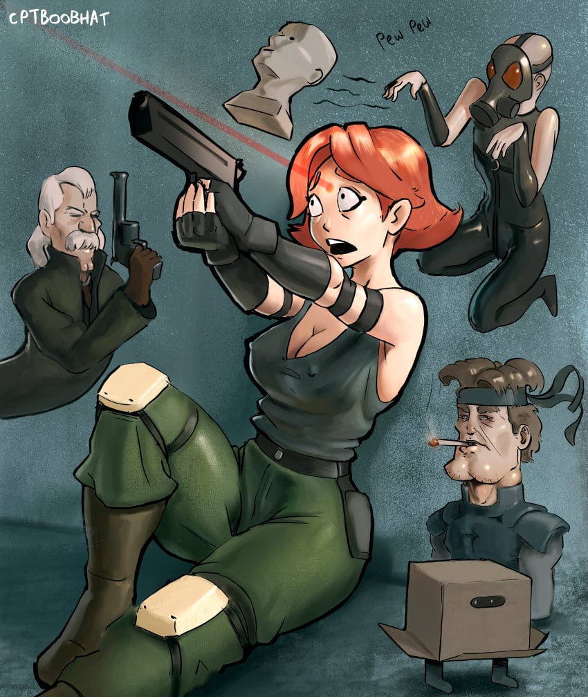 clothing cptboobhat female firearm gun handgun hidden human liquid_snake male meryl_silverburgh metal_gear_solid no_nude no_sex not_porn pale_skin psycho_mantis revolver sfw solid_snake square_chin tagme weapon