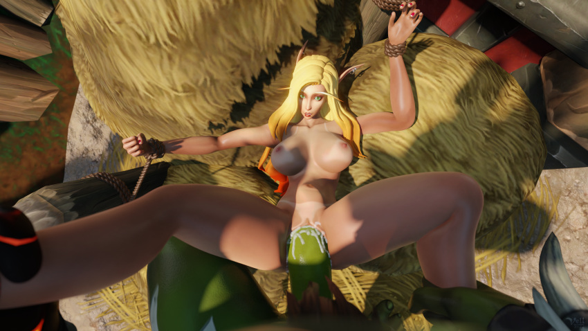 3d belly_bulge big_penis blizzard_entertainment blonde_hair blood_elf bondage cum cum_in_pussy cum_inside defeated green_skin horde_domination interspecies light-skinned_female light_skin long_hair male/female orc orc_(warcraft) orc_dom orc_male orced original_character penis pov rape raped rope sex straight vaginal_penetration vaginal_sex vell(vellektra) vellektra warcraft world_of_warcraft