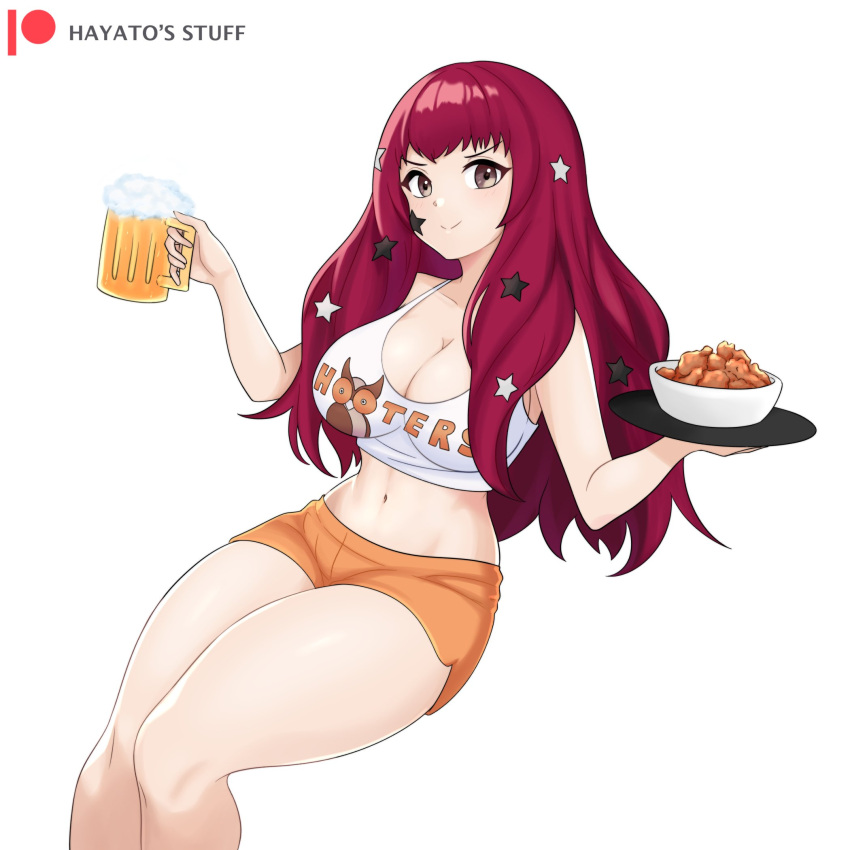 1girls alternate_costume breasts female female_only fire_emblem fire_emblem_engage hayato_stuff hooters solo waitress yunaka_(fire_emblem)