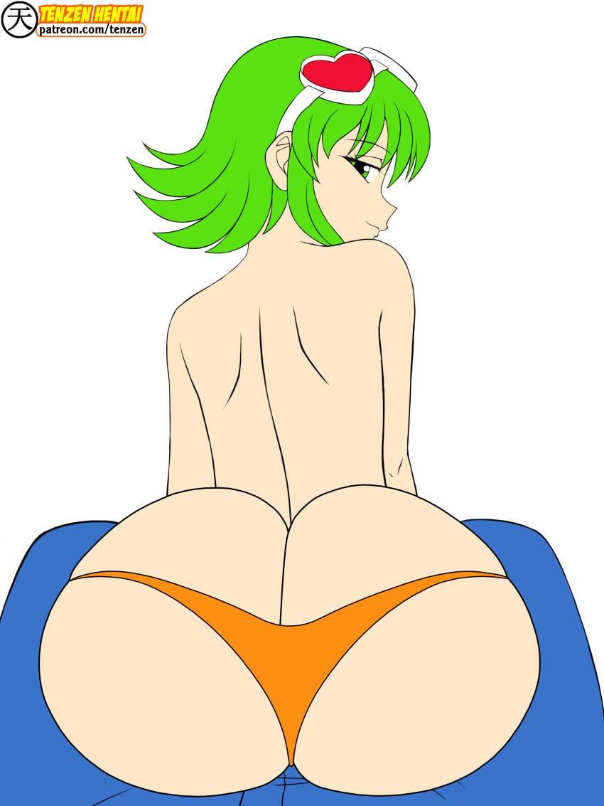 1boy 1girls alternate_version alternate_version_available ass big_ass big_butt color_edit colored edit edited female goggles goggles_on_head green_eyes green_hair gumi huge_ass huge_butt lap_dance looking_at_viewer looking_back looking_back_at_viewer male megpoid megpoid_gumi nvidia panties tenzen vocaloid