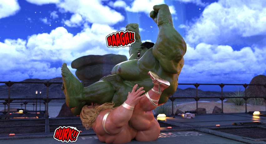 2boys 3d 3d_(artwork) bad_anatomy beefy bulge excessive_muscles extreme_muscles fighting gay green-skinned_male green_skin hulk hulk_(series) human light-skinned_male light_skin luckystallion male male/male male_only marvel muscular muscular_males studs text thor_(marvel) thor_(series) yaoi