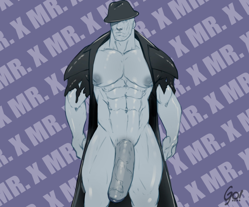 1boy abs bara big_muscles big_nipples big_pecs big_penis daddy dilf flaccid gay golewdgo grey_body hat huge_cock humanoid male male_only monster monstrous_humanoid mr_x muscular muscular_humanoid muscular_male navel nipples nude pecs penis resident_evil resident_evil_2 signature solo tyrant yaoi