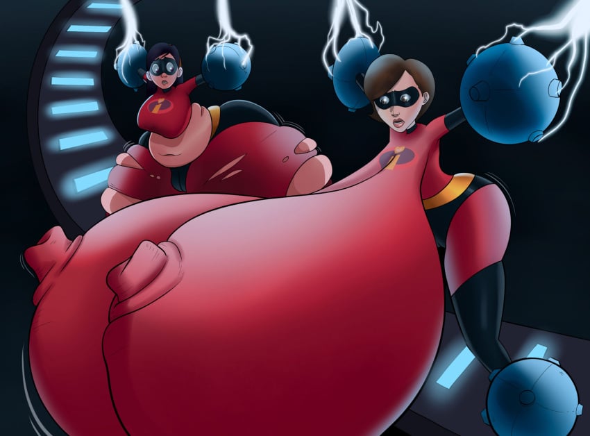 2girls ass_expansion breast_expansion chubby fat female_only gigantic_ass gigantic_breasts helen_parr huge_ass huge_breasts hyper hyper_ass hyper_breasts massive_breasts pixar ripped_clothing smooth_skin stinkycokie superheroine teenager the_incredibles thick_thighs trapped violet_eyes violet_parr what wide_hips