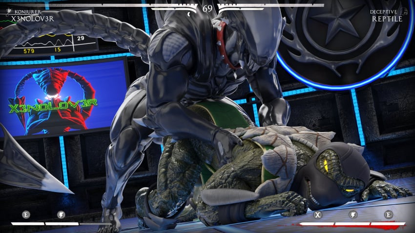 3d 3d_(artwork) absurd_res alien alien_(franchise) anal anthro black_body digital_media_(artwork) duo gameplay_mechanics green_body green_scales gui health_bar hi_res male male/male male_penetrated male_penetrating male_penetrating_male mortal_kombat penetration reptile reptile_(mortal_kombat) scales scalie sex x3nolov3r xenomorph